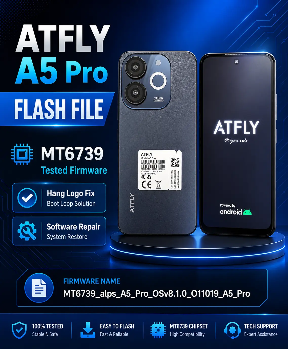 ATFLY A5 Pro MT6739 Flash File OSv8.1.0 tested firmware for hang logo fix and software repair