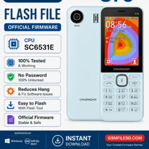 Download Symphony S75 Flash File Official Firmware for SC6531E CPU. Tested and working stock ROM for software repair, hang fix, boot issues, and firmware flashing.