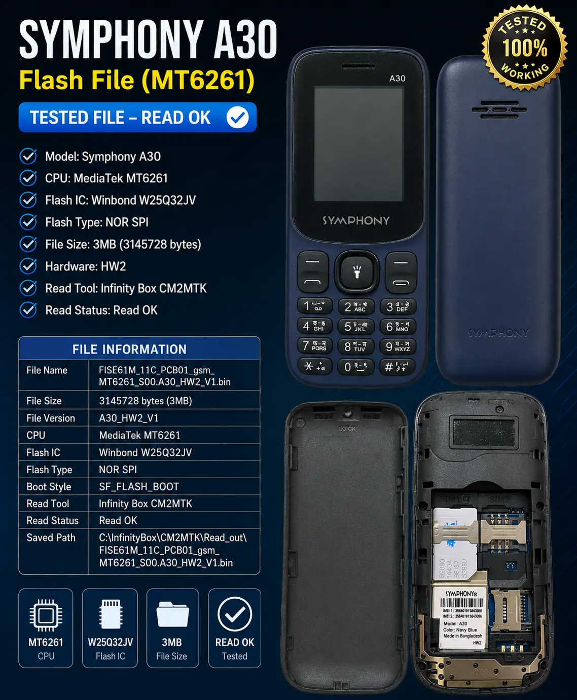 Symphony A30 Flash File MT6261 HW2 Tested Download GSMFileBD